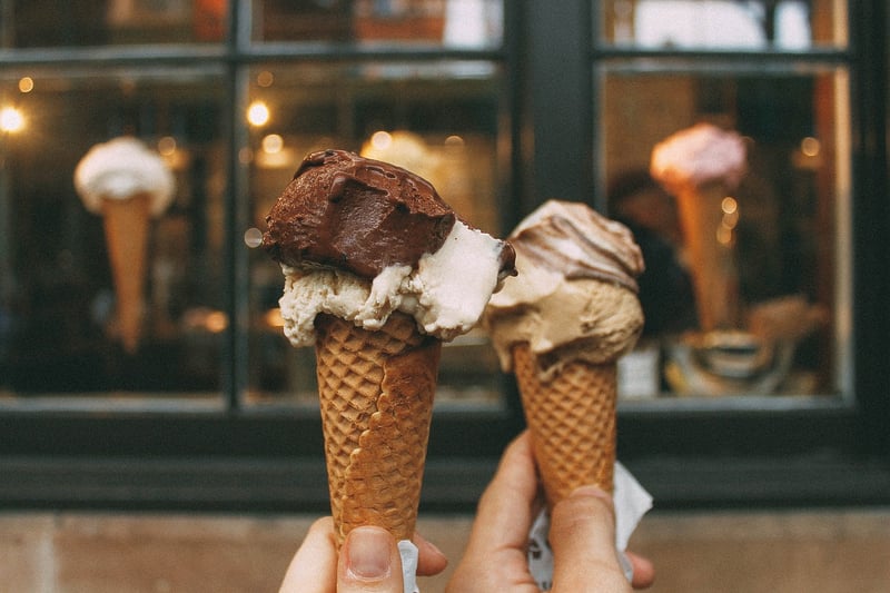Couple sharing ice cream